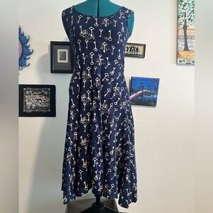 Effie's Heart Navy Key Print Midi Dress